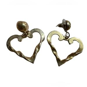 Vintage gold toned heart earrings